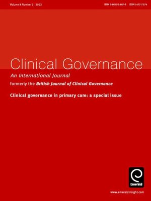 cover image of Clinical Governance: An International Journal, Volume 8, Issue 3